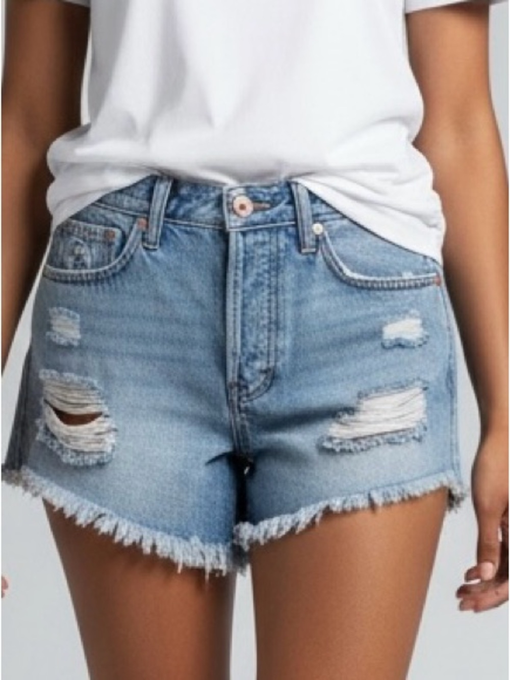 We The Free Light Blue Distressed Denim Cutoff Shorts Sz 25